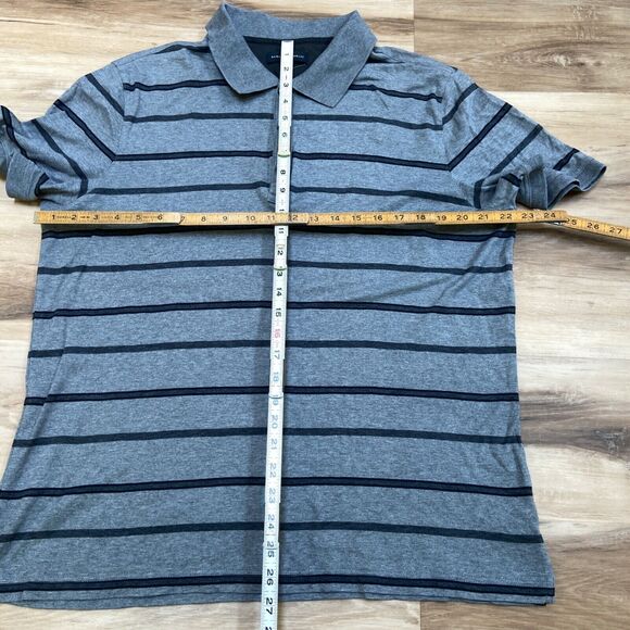 Banana Republic Polo Shirt Mens XL Gray Black Striped Short Sleeve - Picture 5 of 6